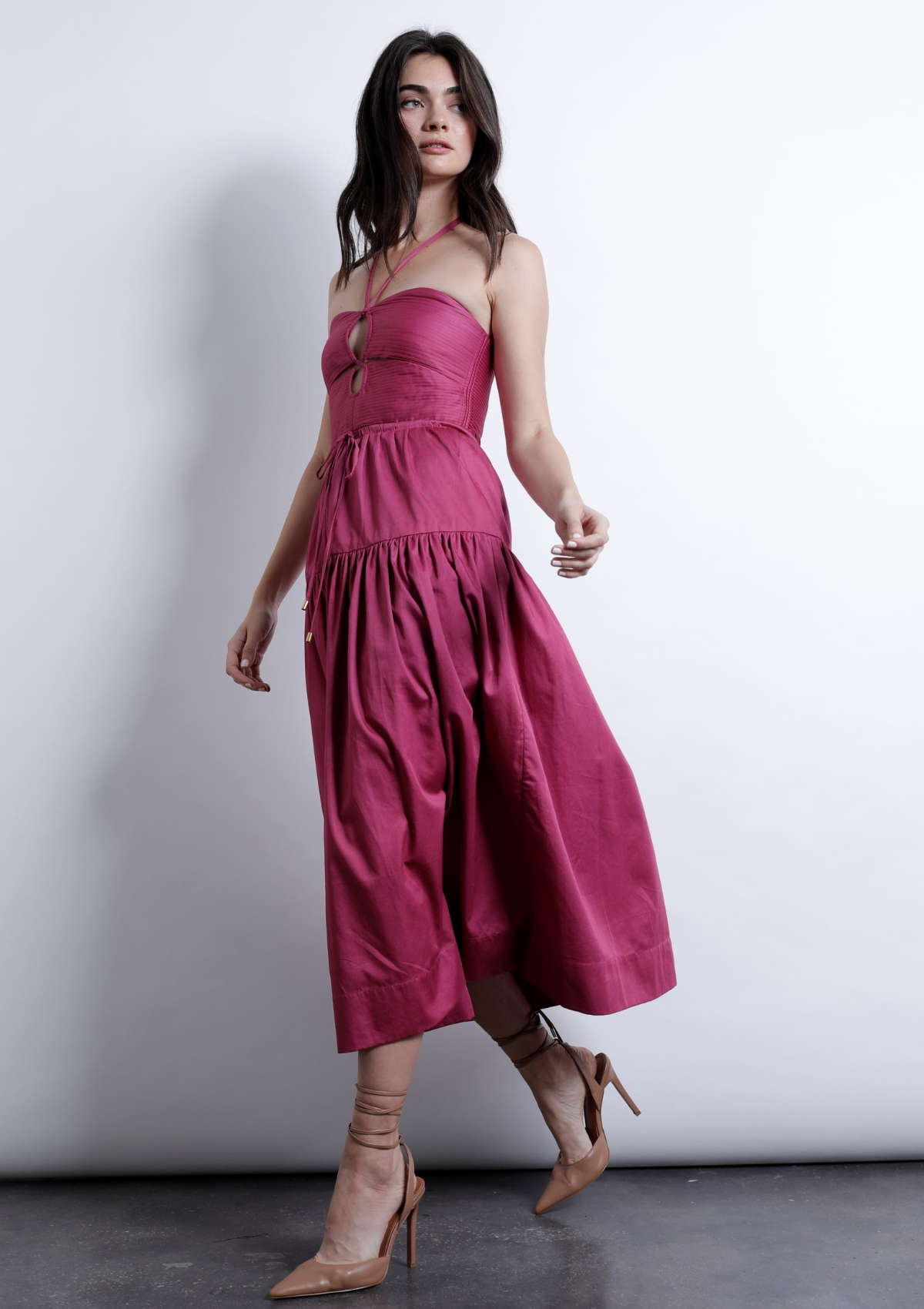 MALWA PINK MIDI DRESS - ROSE