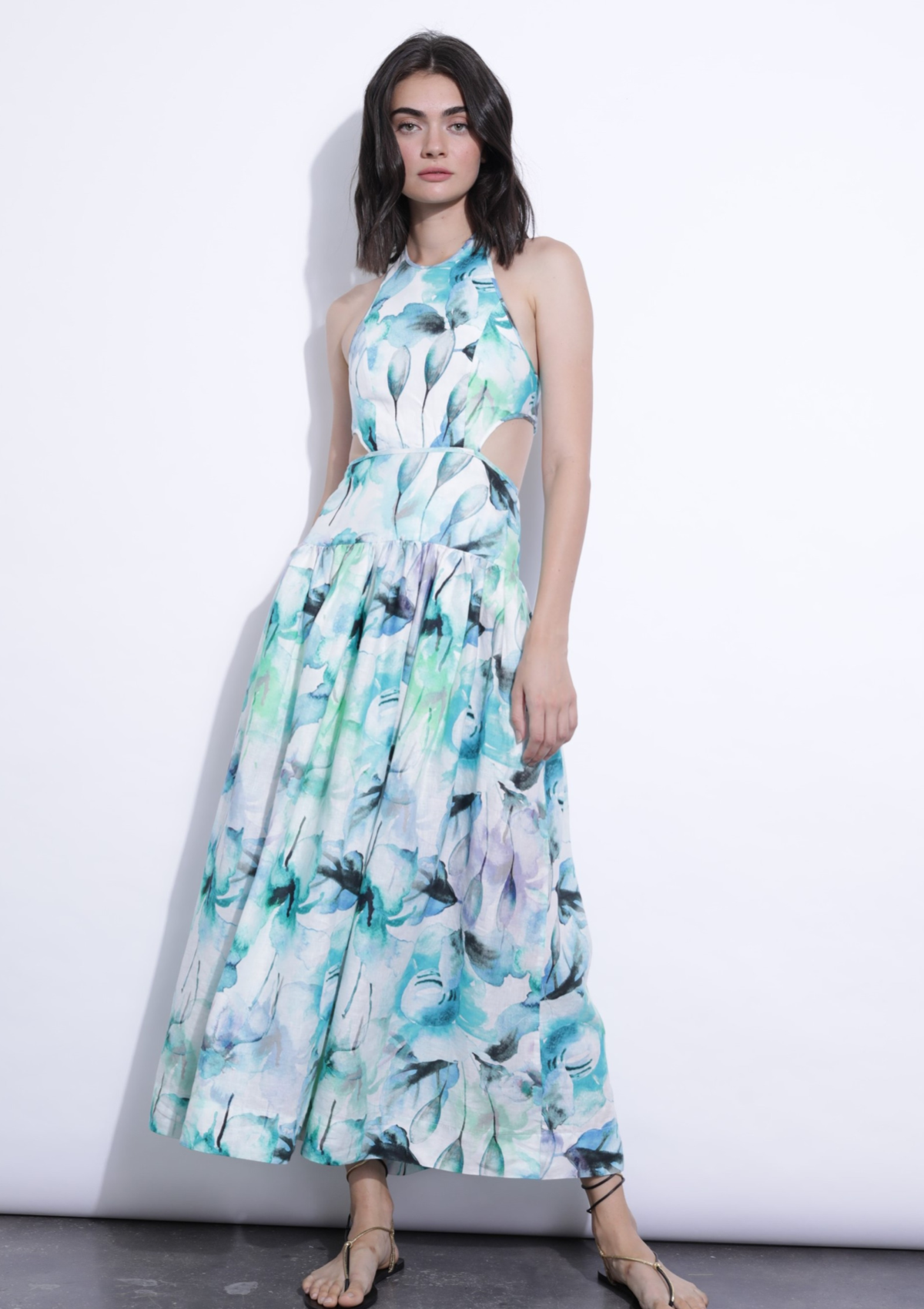 ESMEE PRINT MIDI DRESS - WATER LILLIES