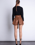 Juana Vegan Leather Shorts - Intense Rust - Karina Grimaldi