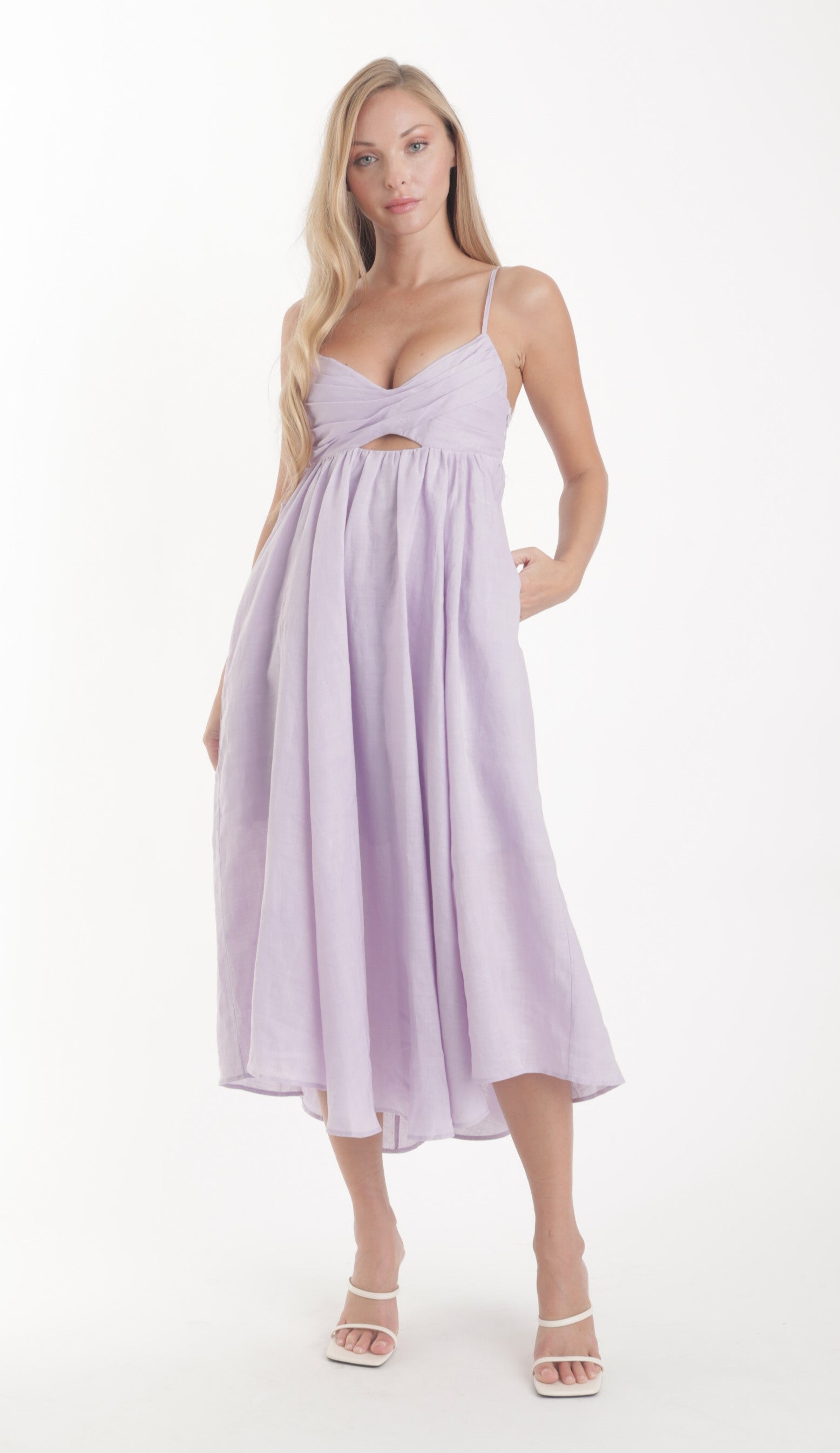 Beautiful lavender dress on a white background