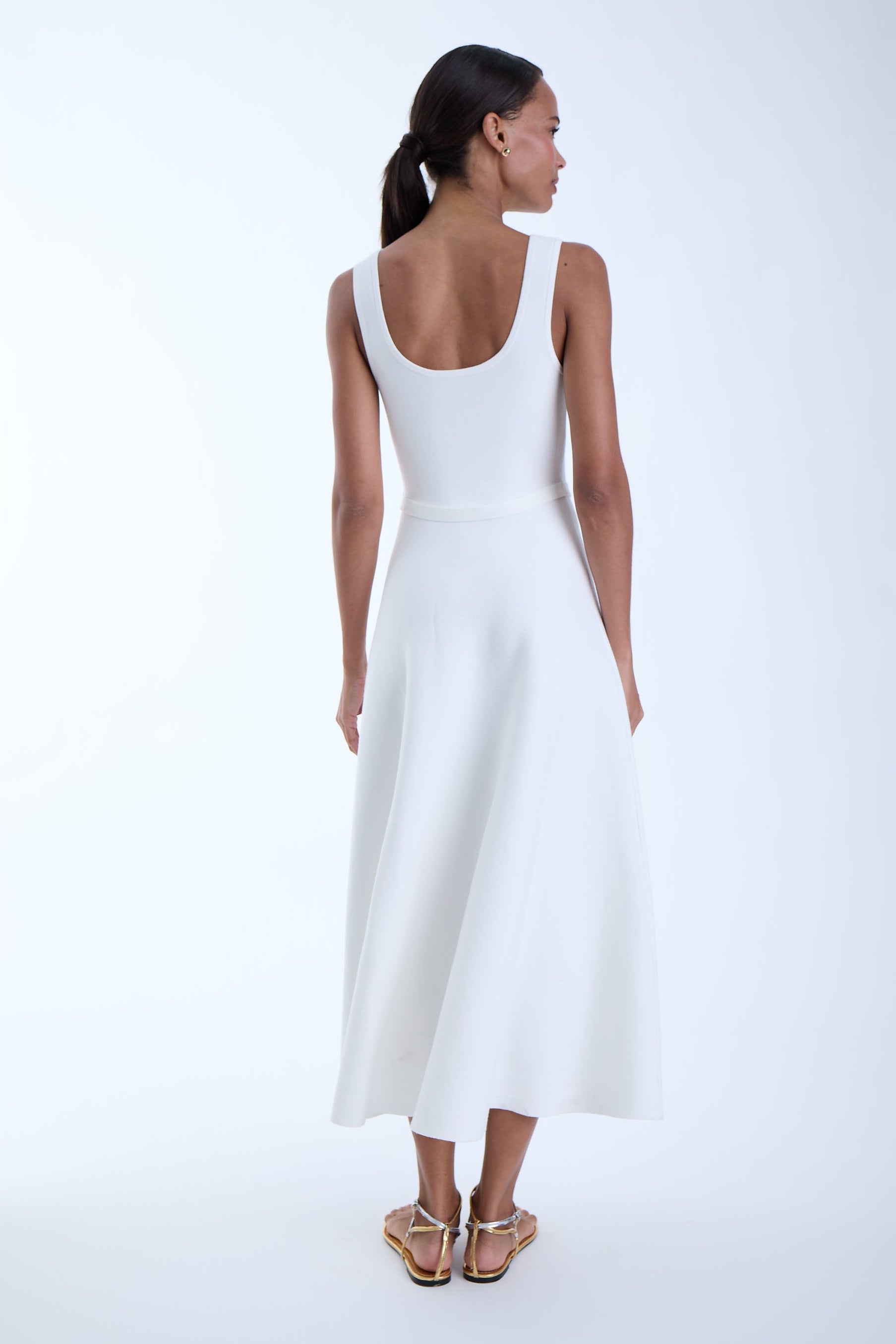 Beautiful White Dress on a model on a white background