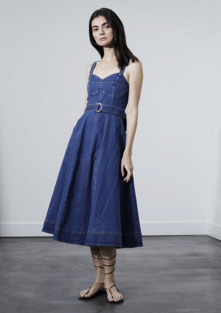 Rosanne Midi Denim Dress Karina Grimaldi