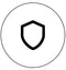 Black shield symbol inside a circular border