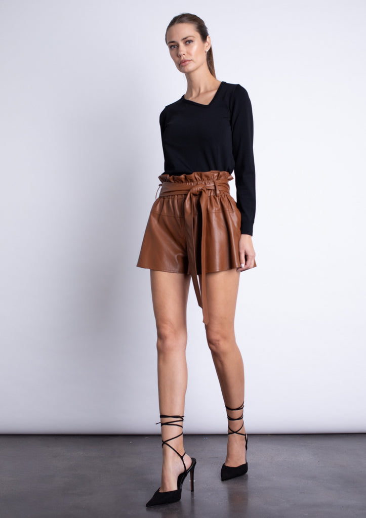 Juana Vegan Leather Shorts in Intense Rust