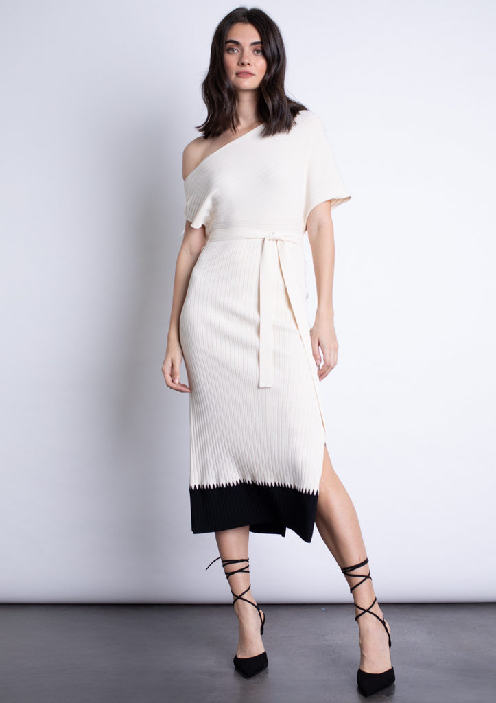 Amber Knit Midi Dress in Winter White