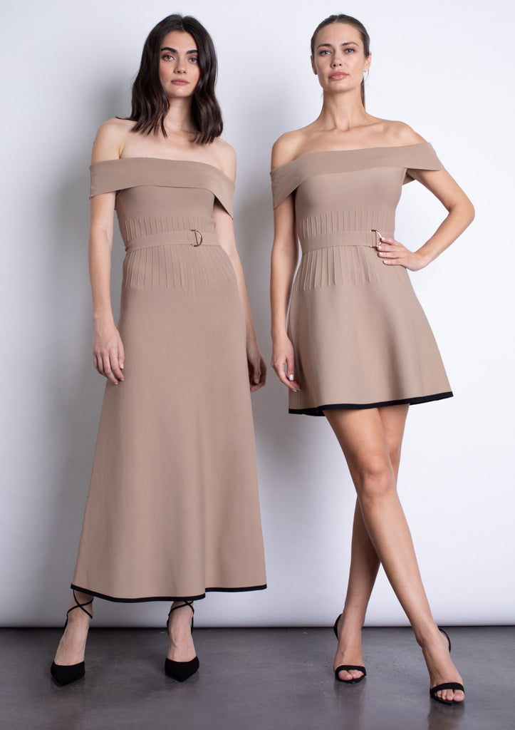 Amaya Knit Mini Beige Dress 