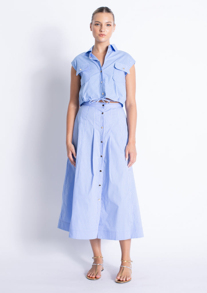Eden Button Down Striped Skirt