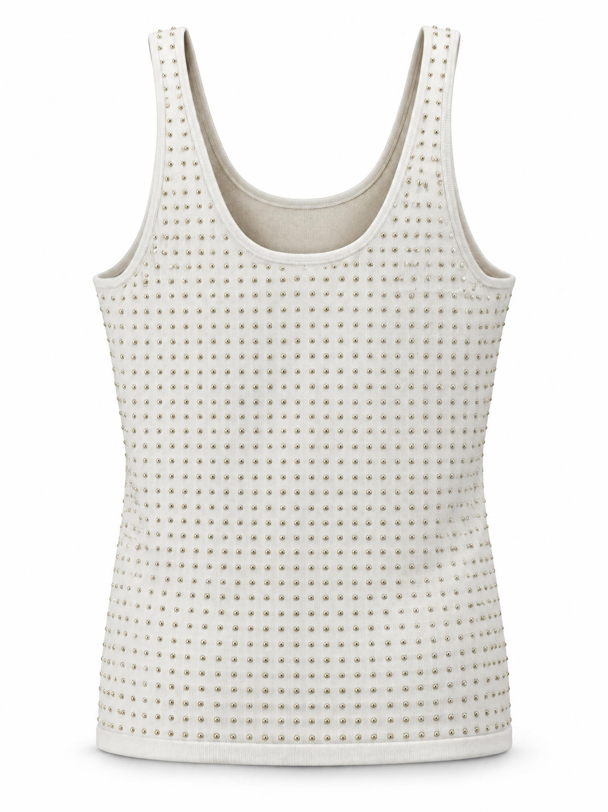 Karina Grimaldi Bowie Embellished Knit Tank in ivory, back view