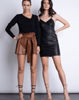 Juana Vegan Leather Shorts - Intense Rust - Karina Grimaldi