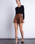 Juana Vegan Leather Shorts - Intense Rust - Karina Grimaldi