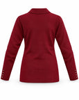 Karina Grimaldi Nova Knit Shirt in mulberry, back view, plain back with four gold studs at each cuff