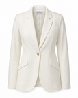 Agus cropped blazer in ecru showing the structured shoulder, back view.