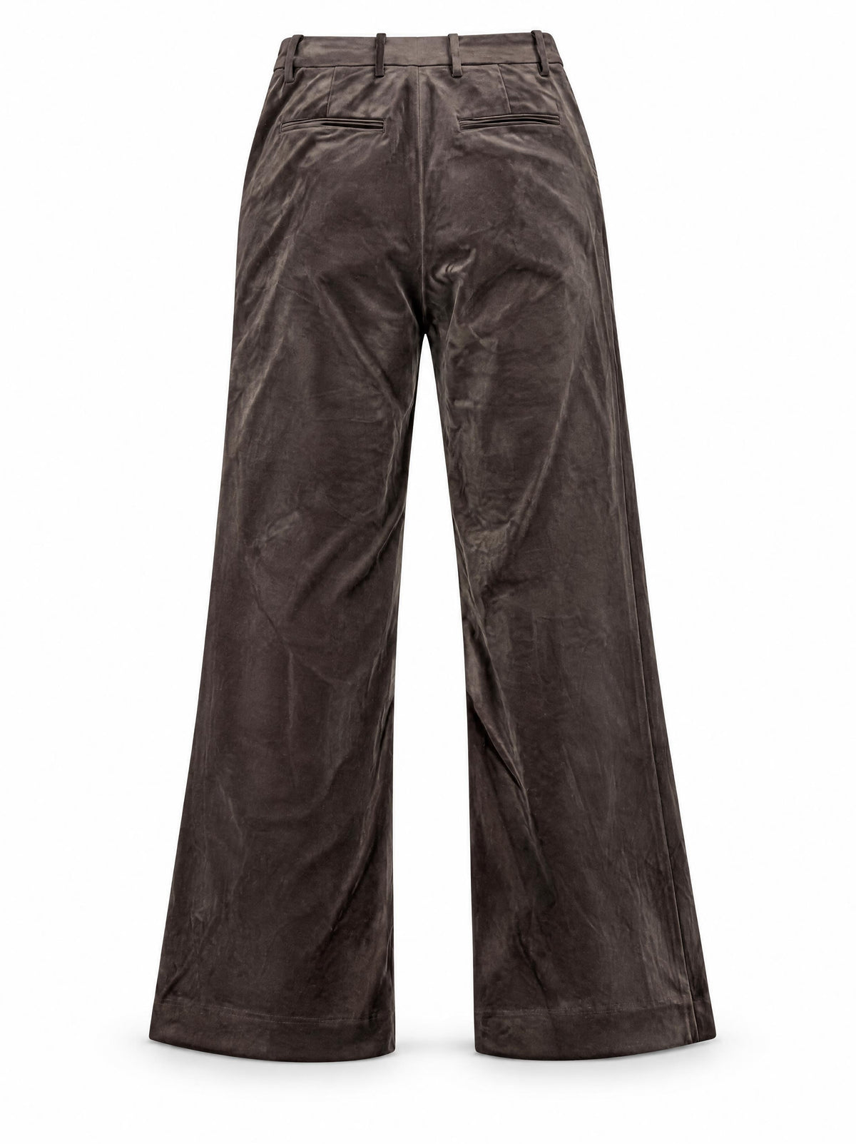 Karina Grimaldi Shon Velvet Pants in chocolate brown, back view