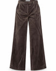 Karina Grimaldi Shon Velvet Pants in chocolate brown, front view