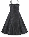Karina Grimaldi Sofia Vegan Leather Dress in black, back view