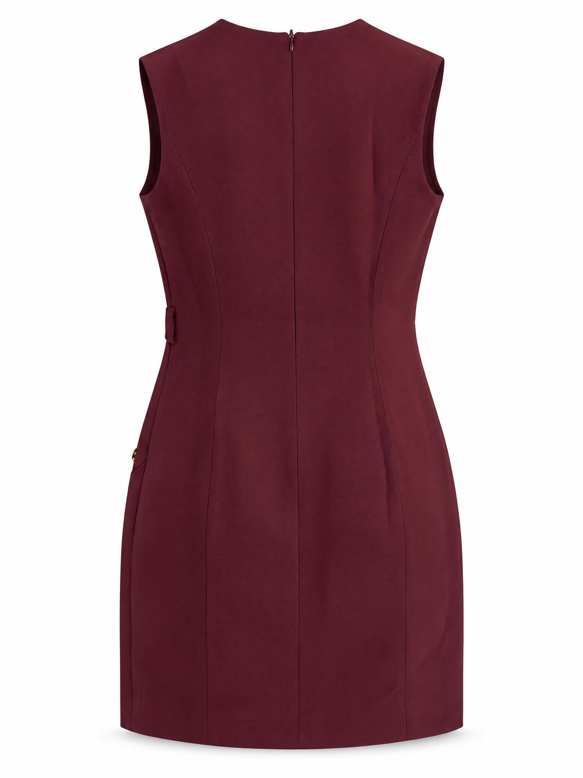 Karina Grimaldi Zarta Mini Dress in carbernet, back view with a centre seam and back zip