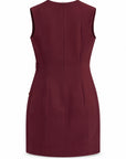 Karina Grimaldi Zarta Mini Dress in carbernet, back view with a centre seam and back zip