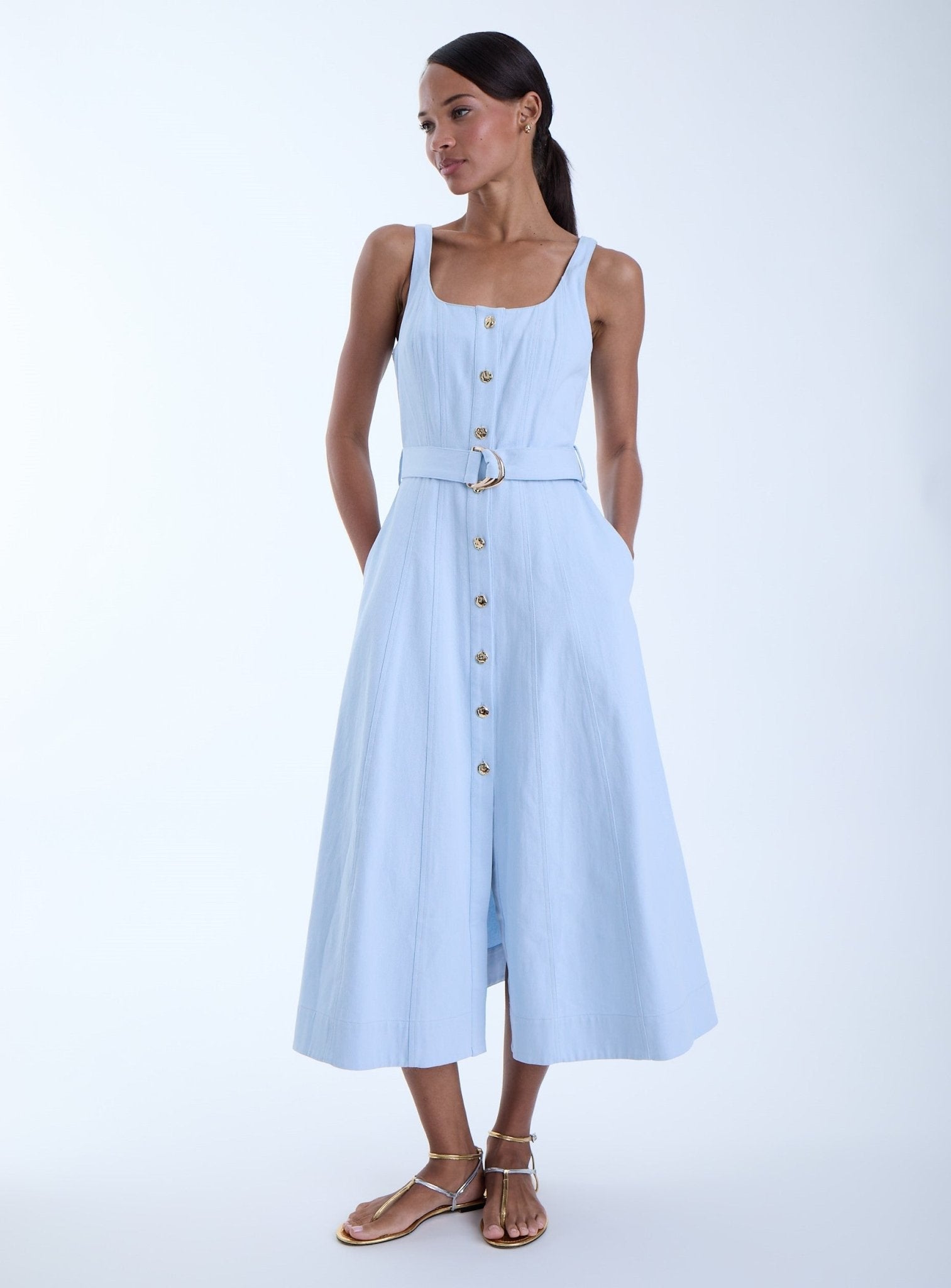 Zyra Denim Midi Dress - Karina Grimaldi
