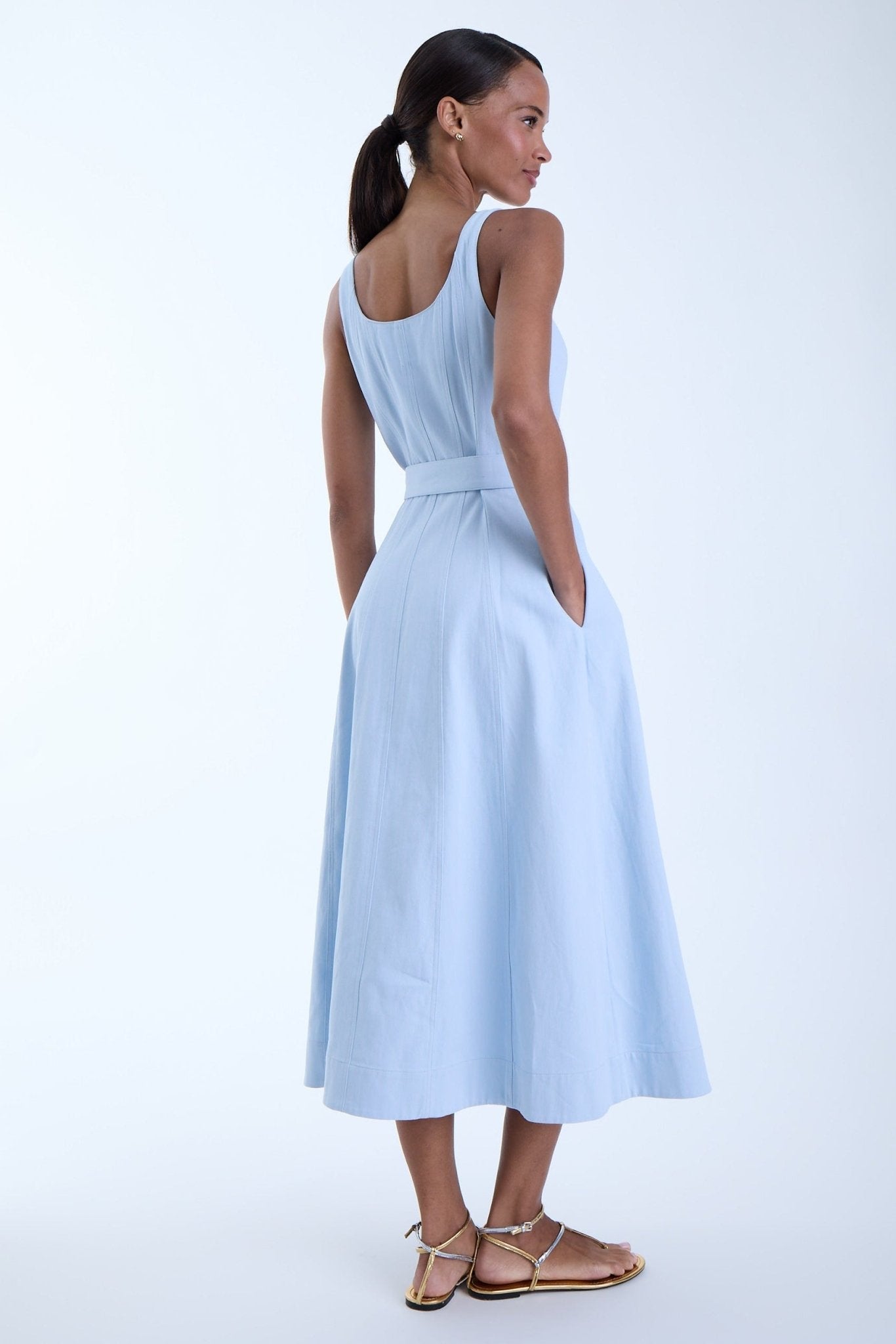 Zyra Denim Midi Dress - Karina Grimaldi