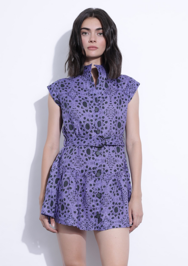 ZELLE PRINT MINI DRESS - PURPLE LOVE